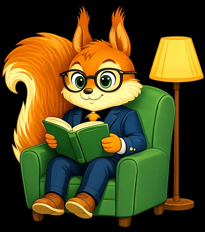 Falaq mascot reading in an armchair